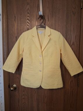 Isaac Mizrahi Pale Yellow Textured Three-Button Blazer